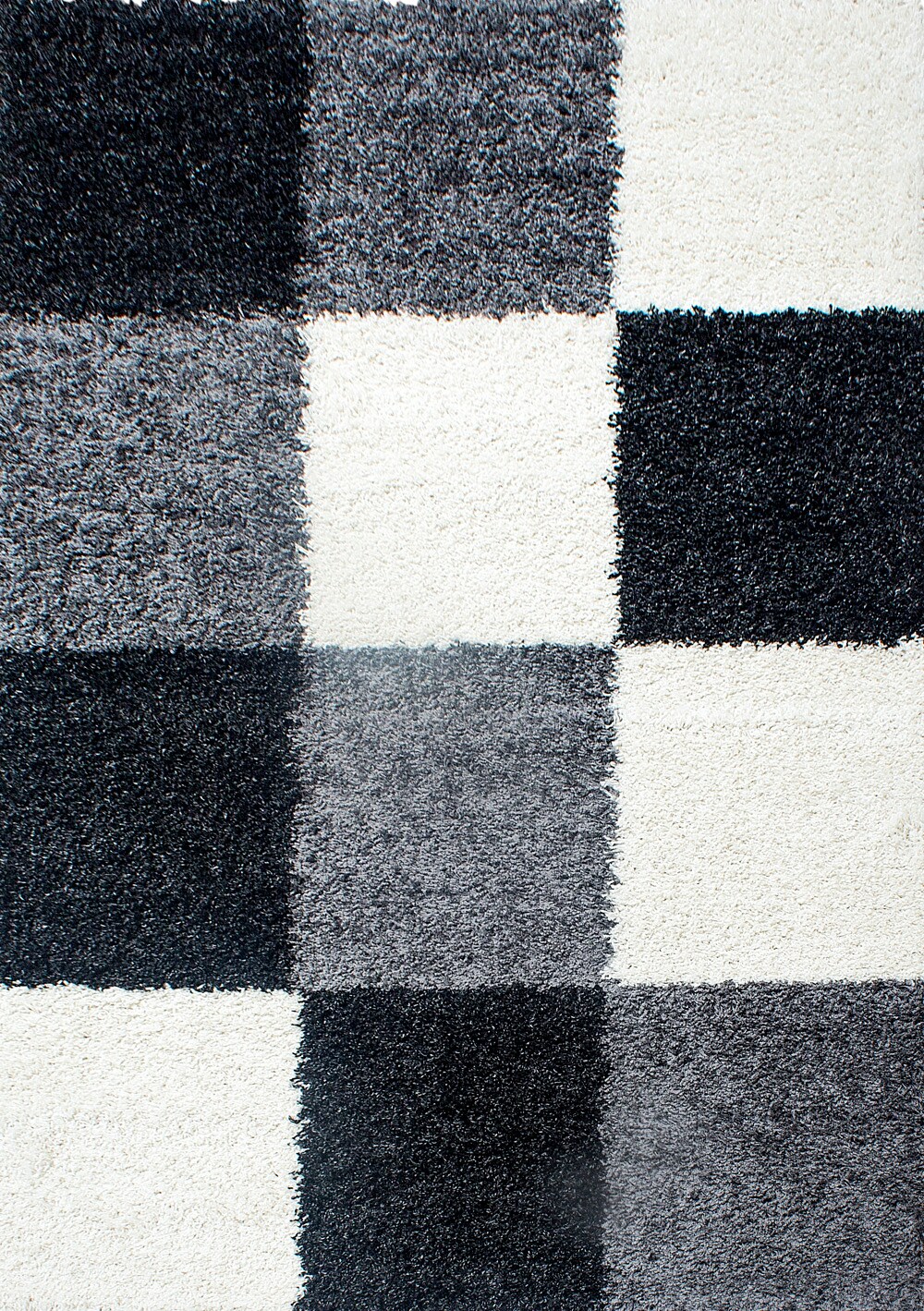 Stilvoller Hochflor-Teppich mit zeitgemäßem Karo-Muster, Shaggy-Teppich
