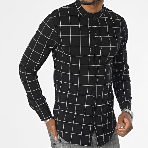 Chemise Manches Longues A Carreaux Noir