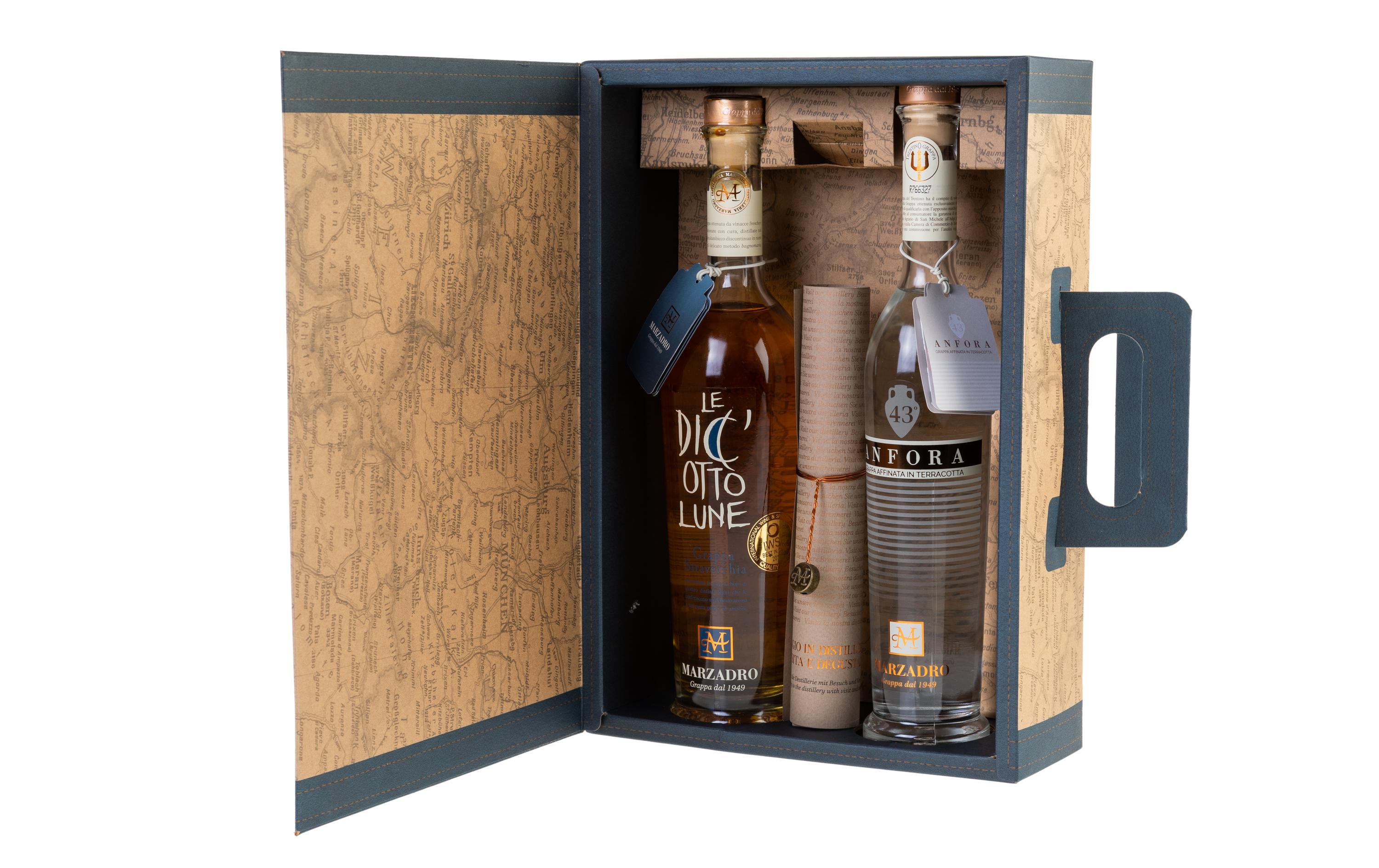 Geschenkset Grappa Confezione Viaggio Nr.4 0.85 lWürziger Grappa aus Italien
