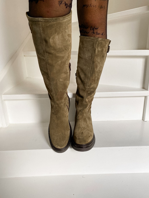 Aliwell - Bottes POLKA Velours Kaki