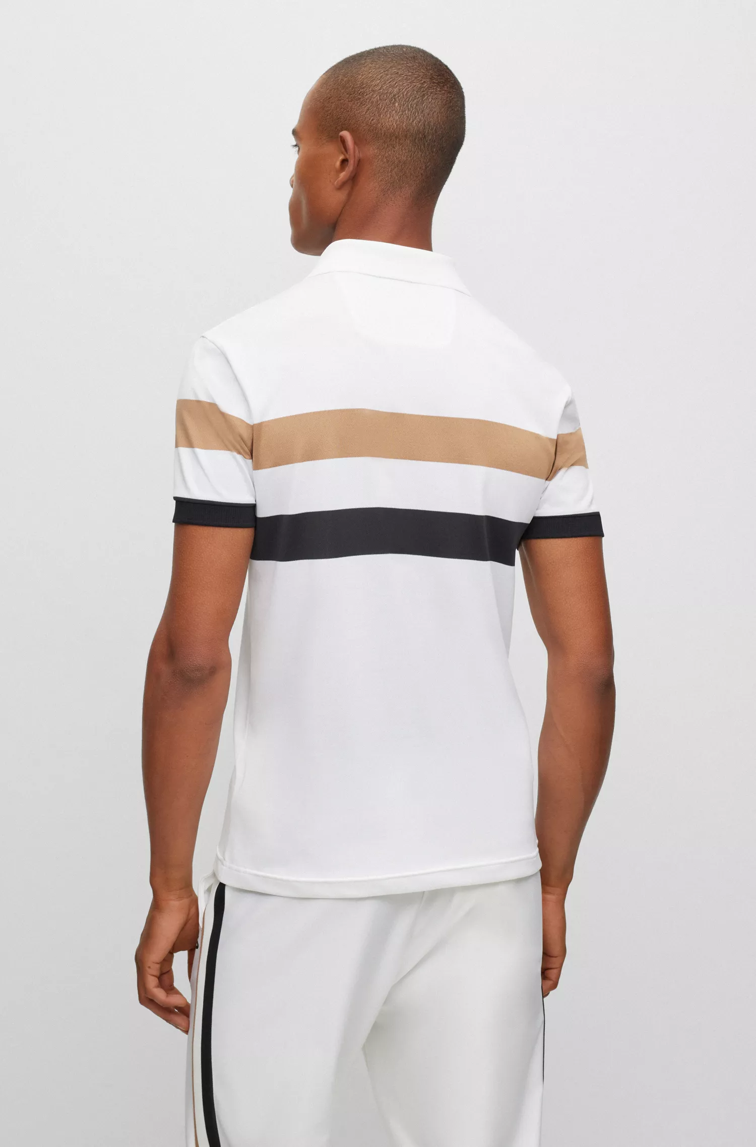 Camisa polo listrada slim-fit BOSS Green-BOSS x Matteo Berrettini