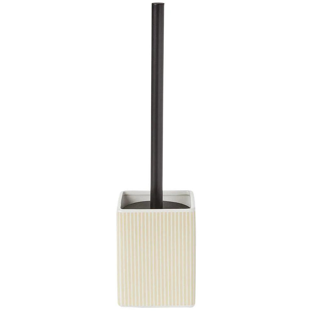 Brosse WC socle carré grès rayure verticale blanc beige 9,2x9,2xH36cm