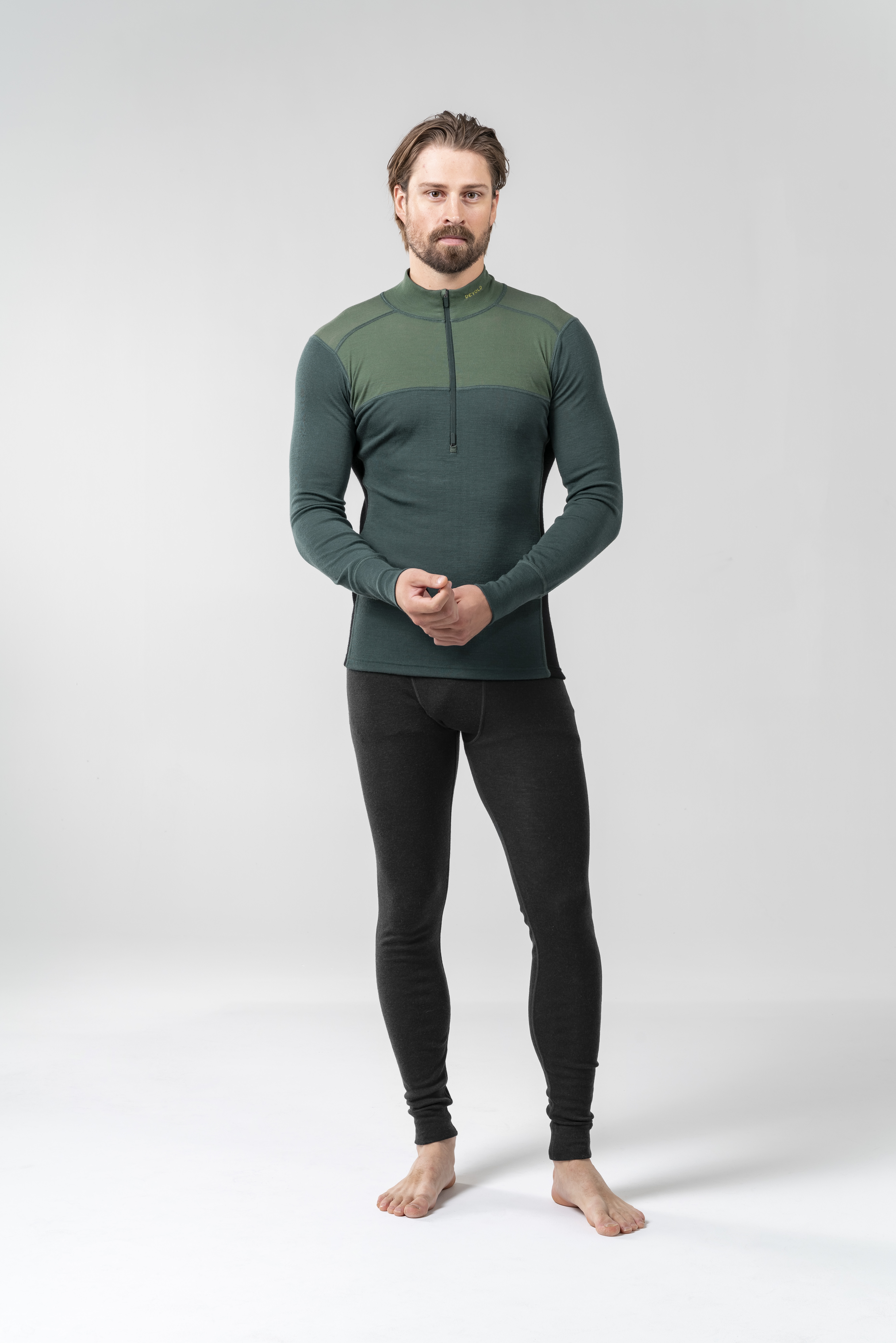 Lauparen Merino 190 Zip Neck Herre Forest/Woods/Black