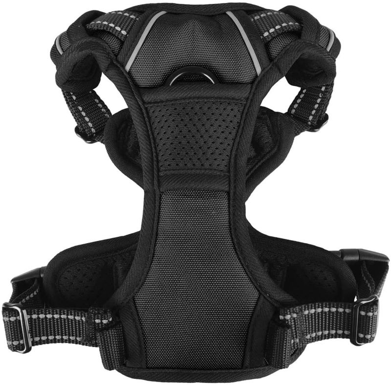 Flamingo - Hondentuig Balou Black - S - Zwart 40 - 55cm - Y-tuig - Anti Trek Ring - Antitrektuig