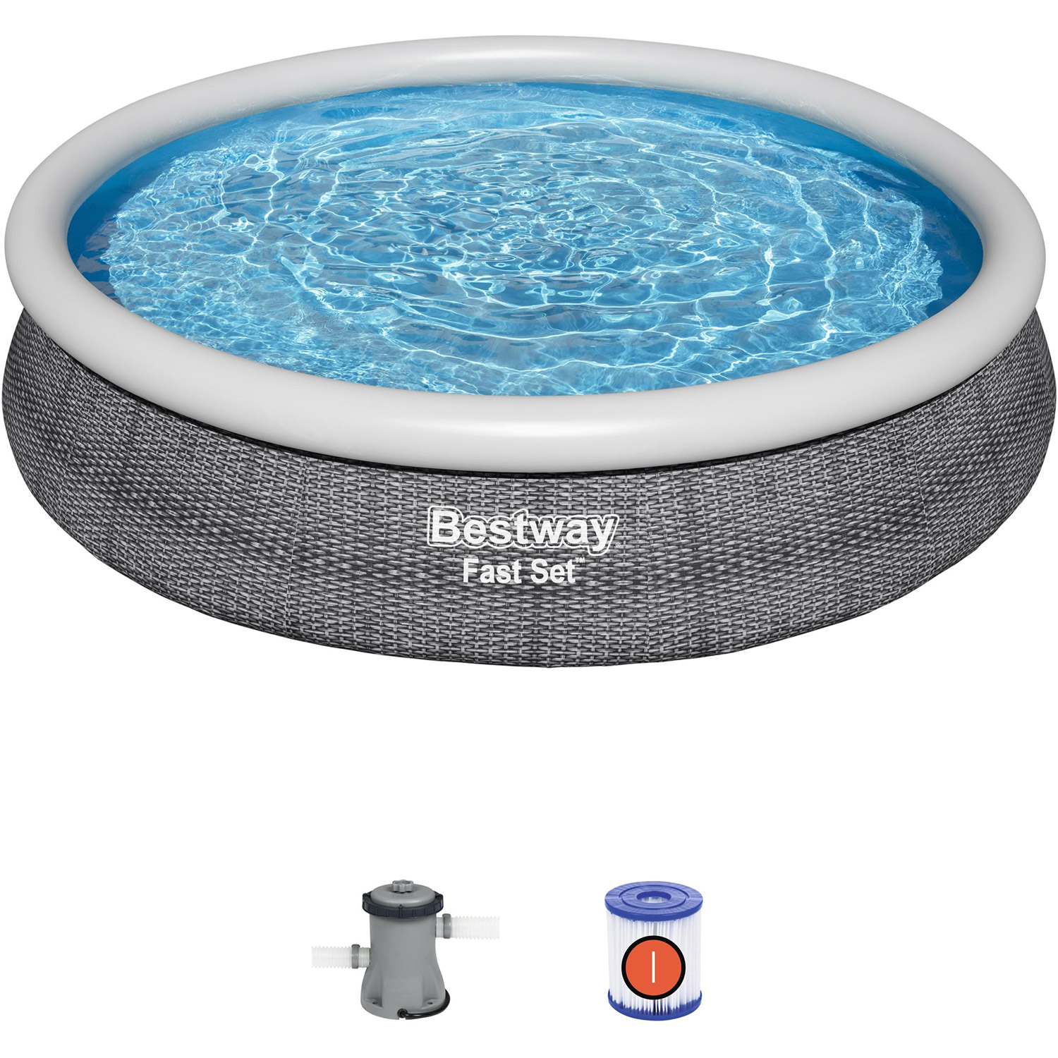 Bestway Fast Set Rotan zwembad set met filterpomp