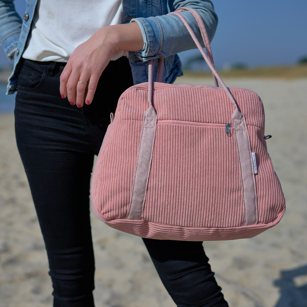 Sac Bowling Velours Côtelé Rose Blush