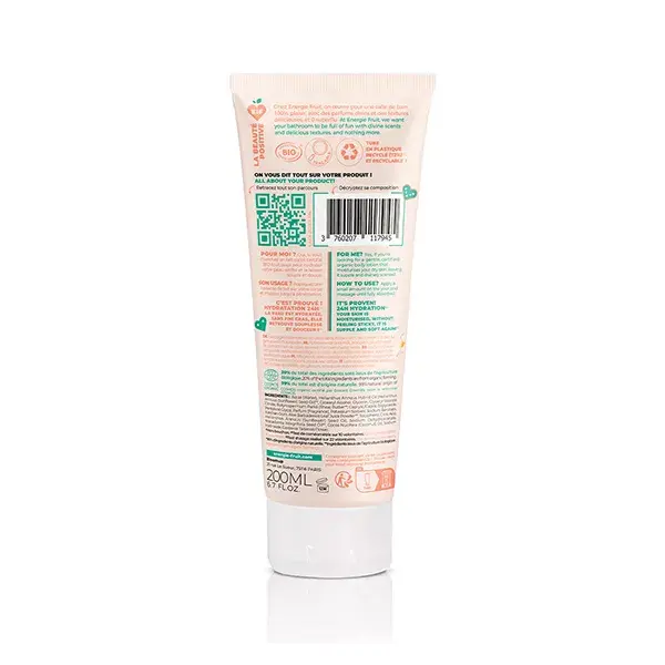Loção Corporal Energie Fruit para Pele Seca com Óleos Orgânicos de Monoi e Macadâmia 200ml