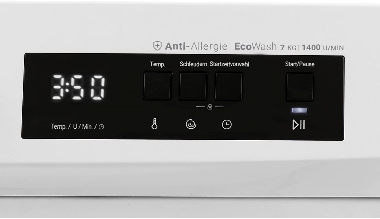 Daewoo WM714T1WA0DE Waschmaschine Frontlader, 7 kg, 1400 U/min/Advanced Inverter Motor, 15 Programme inkl. 15 min Kurzprogramm, AquaStop, Weiß