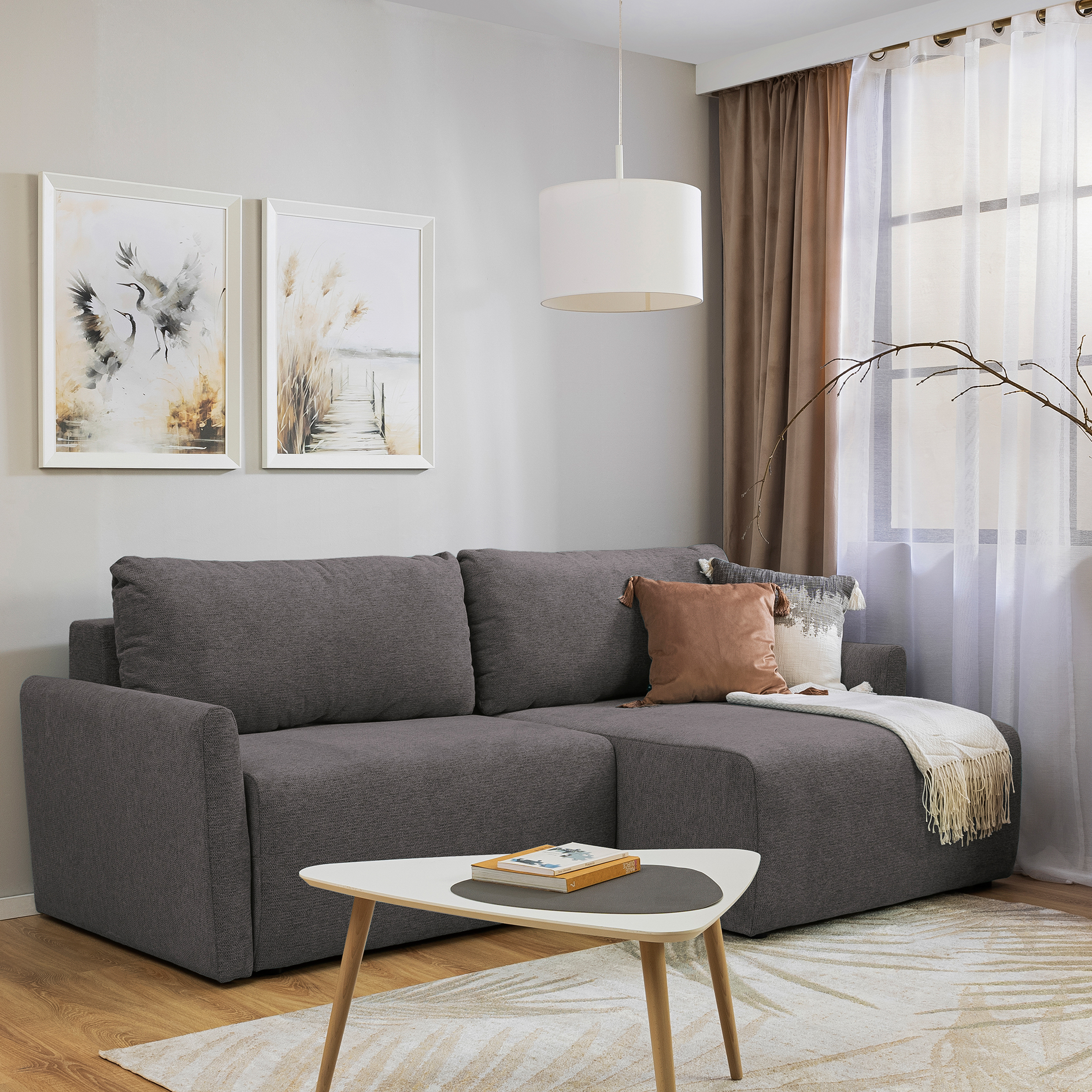 Ecksofa - anthrazit - Liegefunktion und Staukasten - 228x146 cm