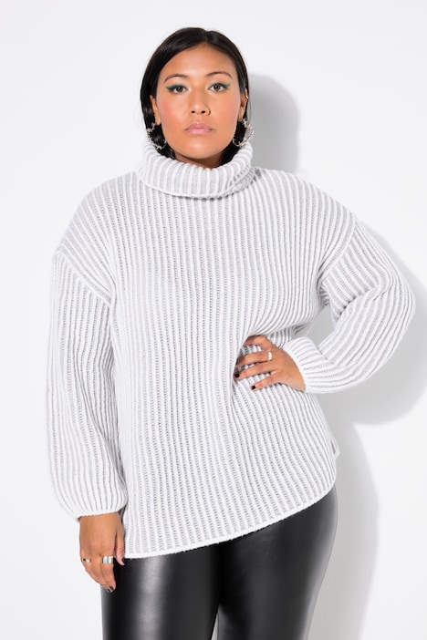 Rollkragenpullover, oversized, Streifen