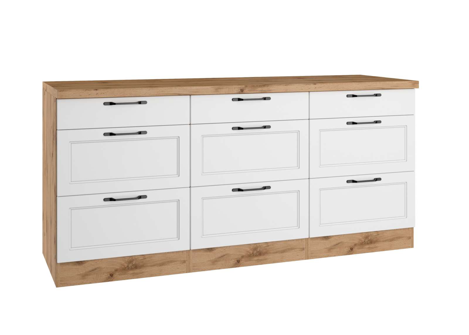 Unterschrank MERAN - weiß - Wotaneiche - 180 cm