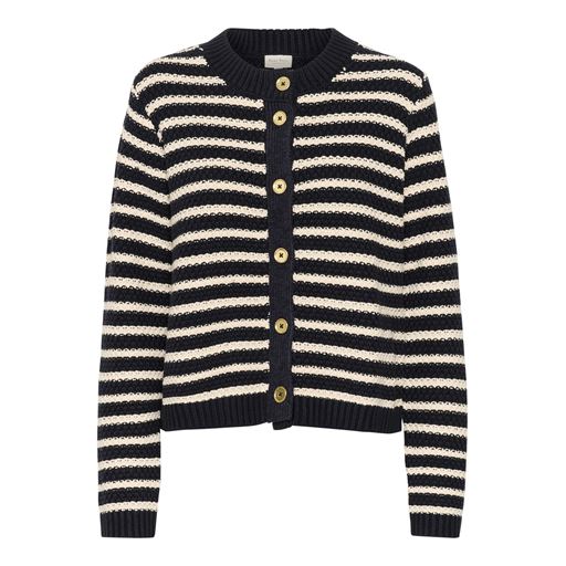 Part Two LeonidaPW Cardigan, Whitecap Gray Stripe, XL