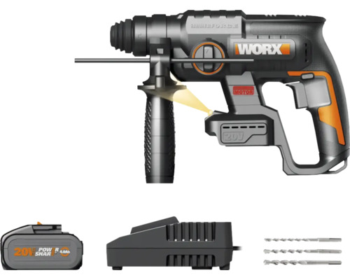 WORX Nitro 20V 2 Joule WX381 accuboorhamer, borstelloze motor, inclusief koffer, 1 x 4Ah accu en lader