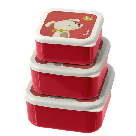 Sigikid Brotdosen Motiv Hund 3er Set, rot