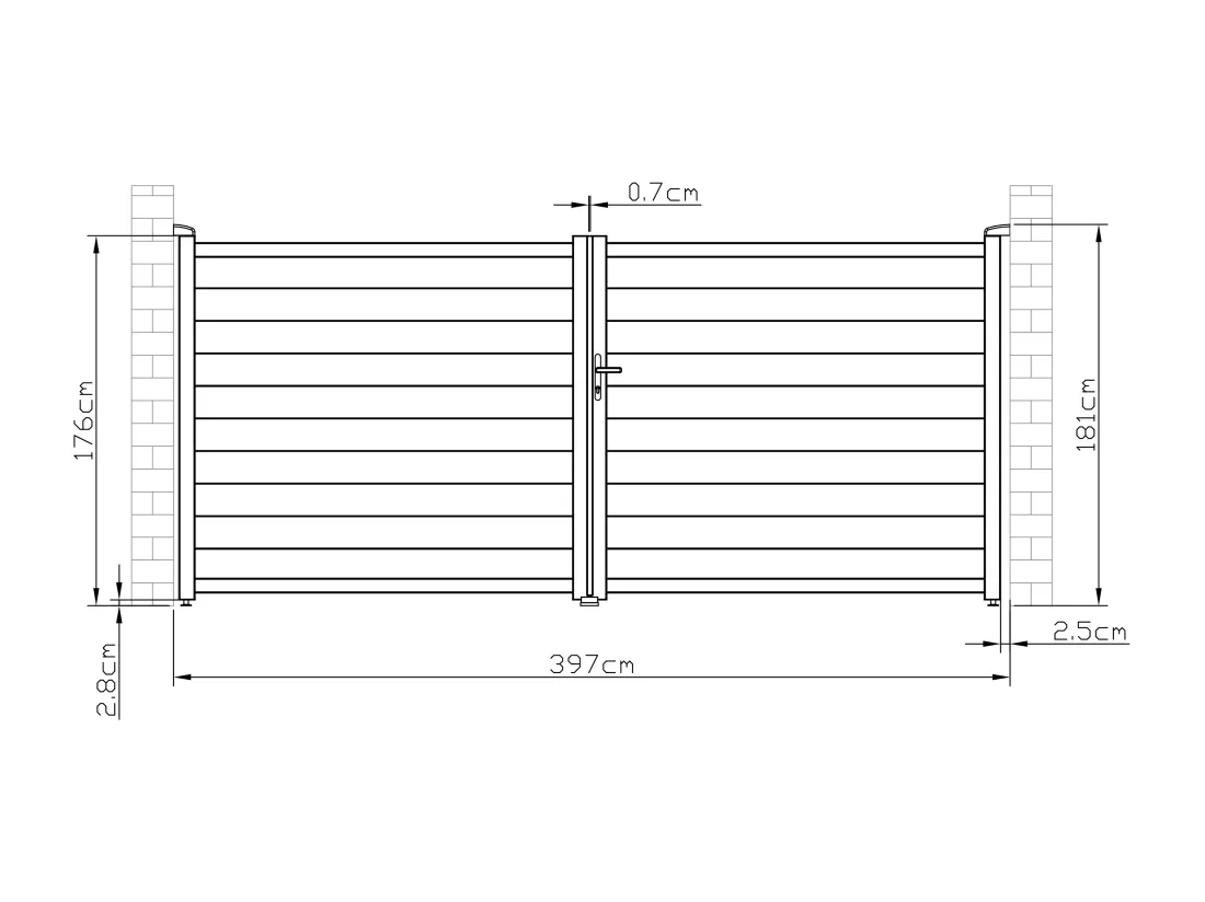 Portail électrique battant aluminium plein L397 x H181 cm anthracite - NAZARIO