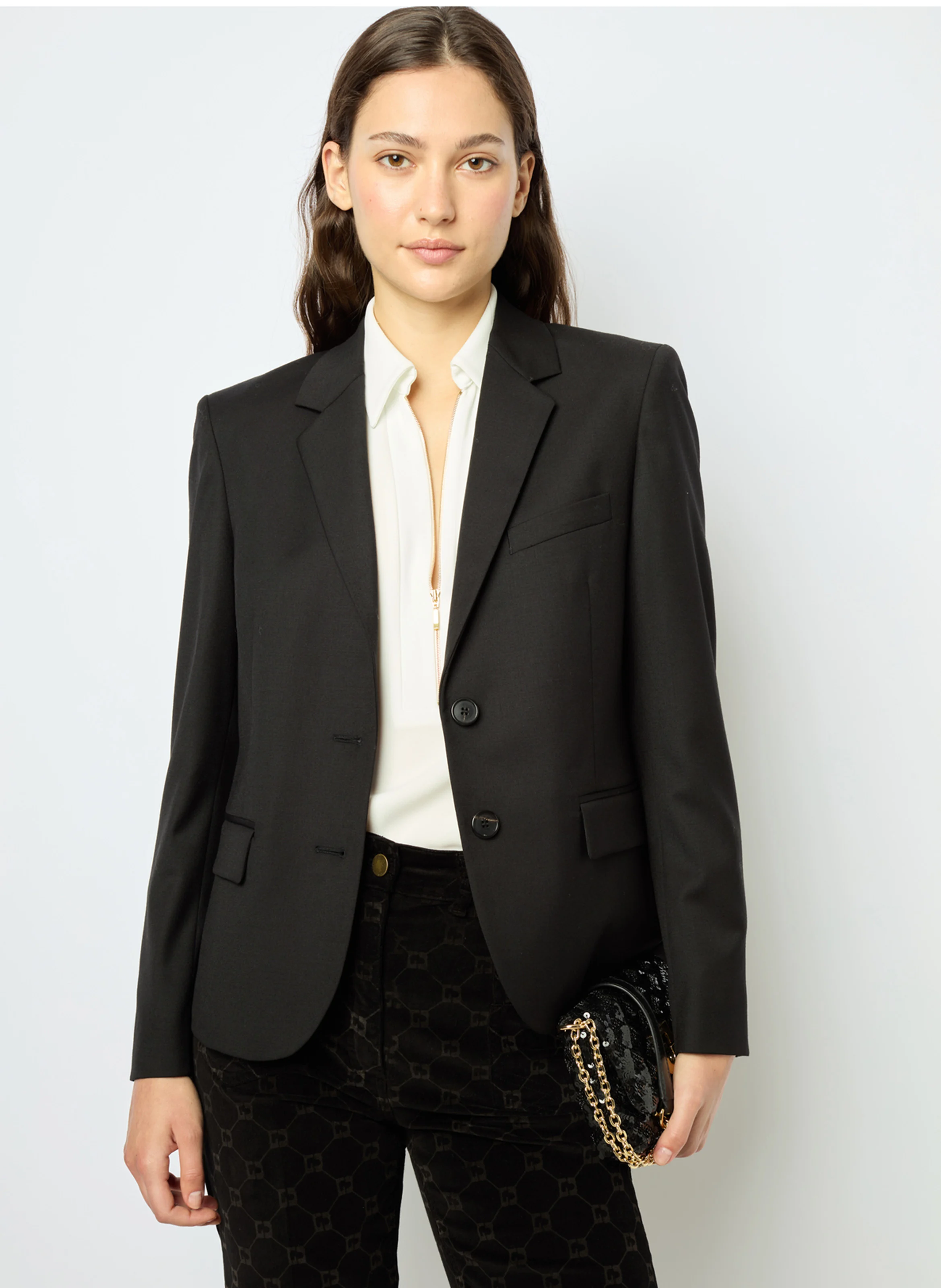 MALLORY - Veste tailleur en laine mélangée | Noir