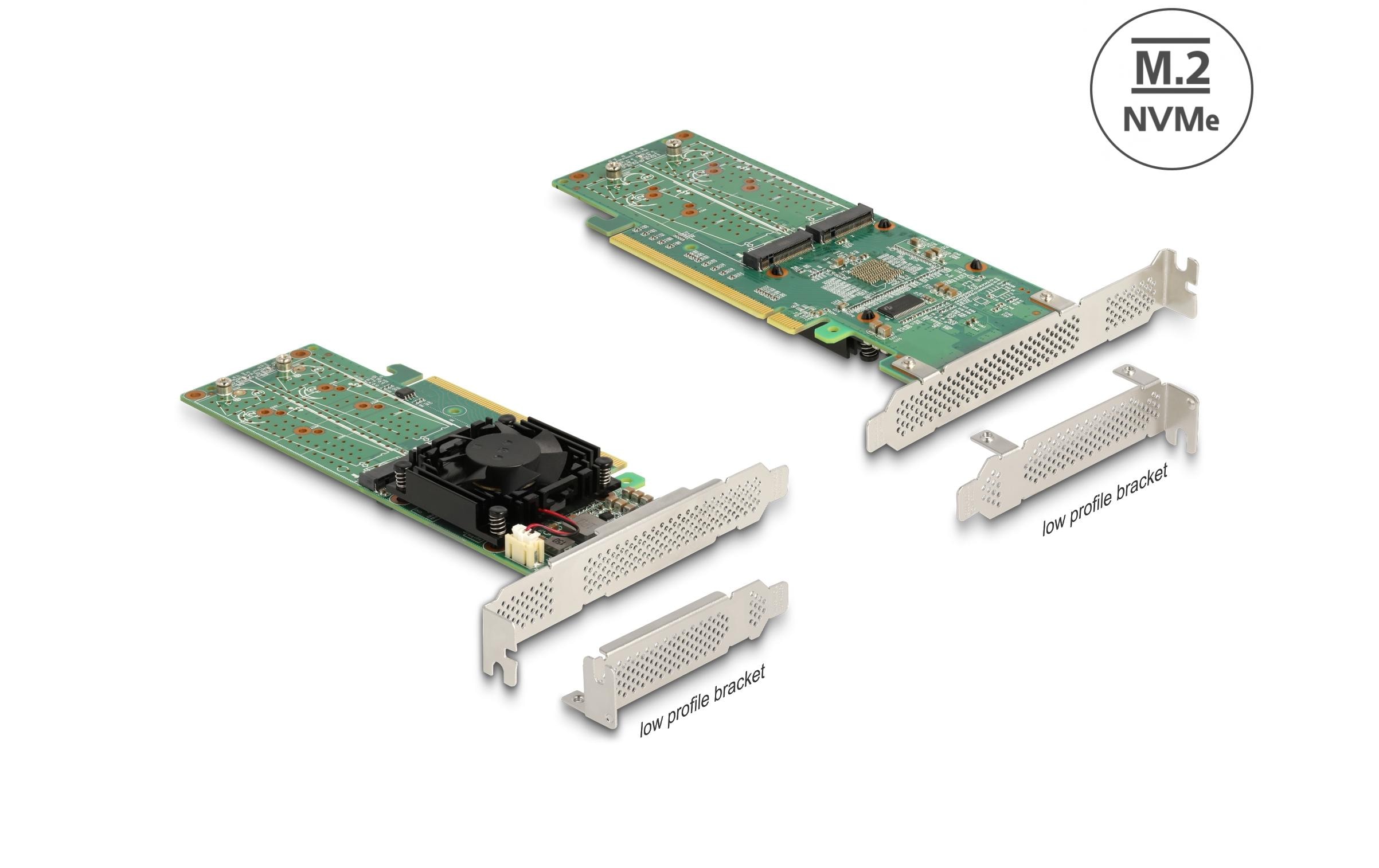Host Bus Adapter PCI Express x16 - 4x NVMe M.2 Key M<br>Delock PCI Express x16 Karte zu 4 x intern NVMe M.2 Key M – Low Profile Formfaktor