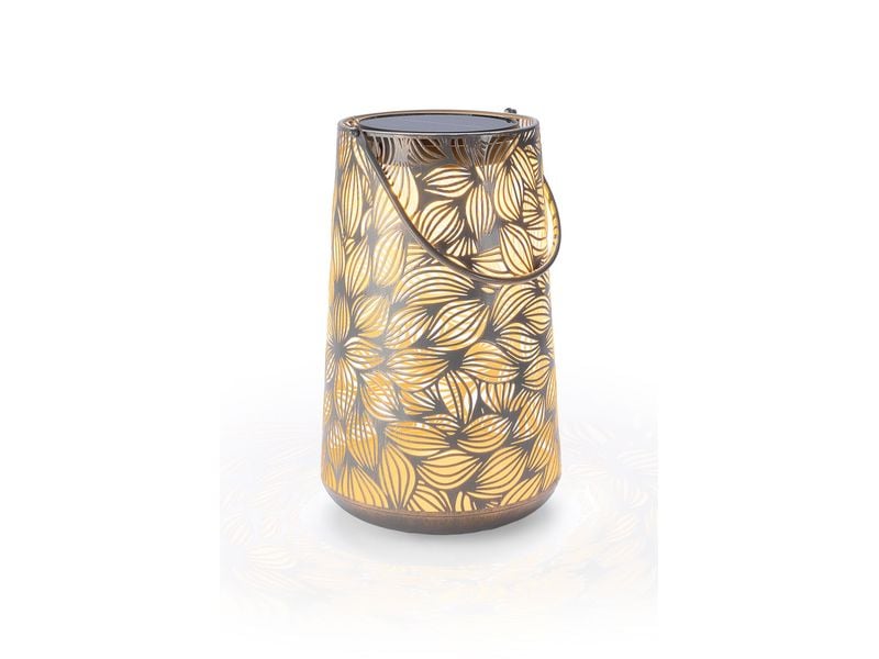 STT Solar Antic Lantern Flora Grey/Anthrazit Dekolicht zum Aufstellen oder Aufhängen