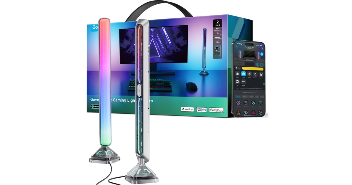 GoveeSmart Gaming Light Bars Pro sfeerverlichting  (Wit, 2 stuks, 2,4GHz wifi, Bluetooth)