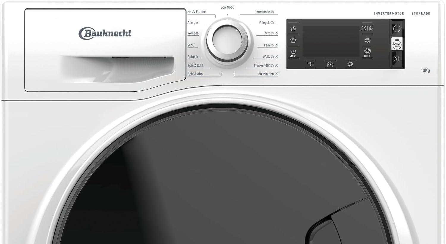 Bauknecht WM Elite 10 AA Waschmaschine Frontlader/ 10kg/ A-20% / Active Care Color+/ kraftvolle Fleckentfernung/Dampf Programme/Steam Hygiene Option/Steam Refresh/Stop&Add Funktion
