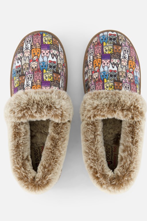 Skechers Bobs Too Cozy Chic Cat Pantoffels taupe