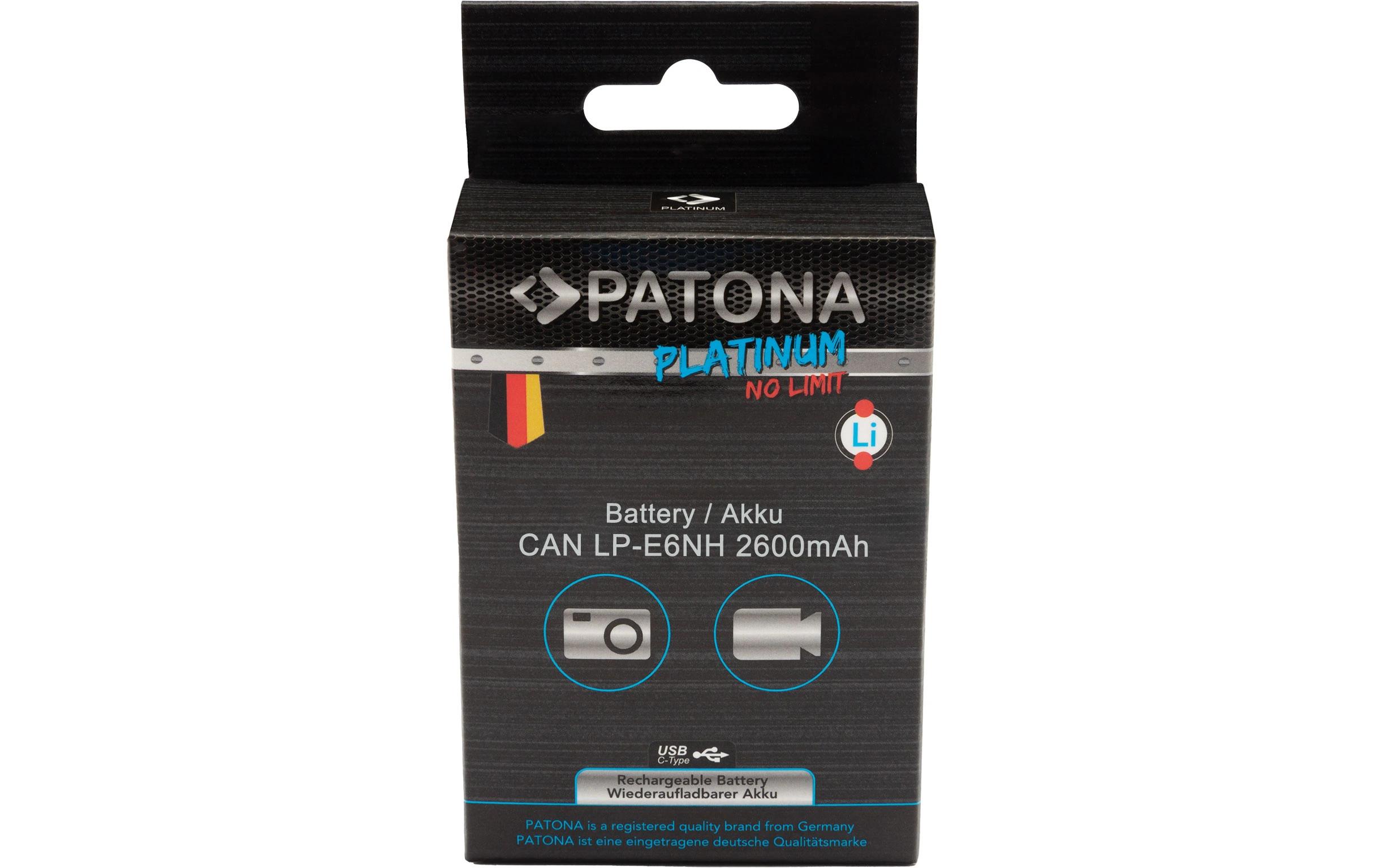 Digitalkamera-Akku Platinum Canon LP-E6NH mit USB-CAusdauernder Ersatzakku für Canon LP-E6NH