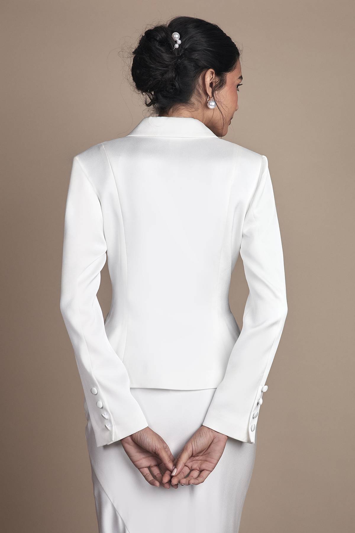 Coast Veste Cintrée de Mariée avec Revers en Satin