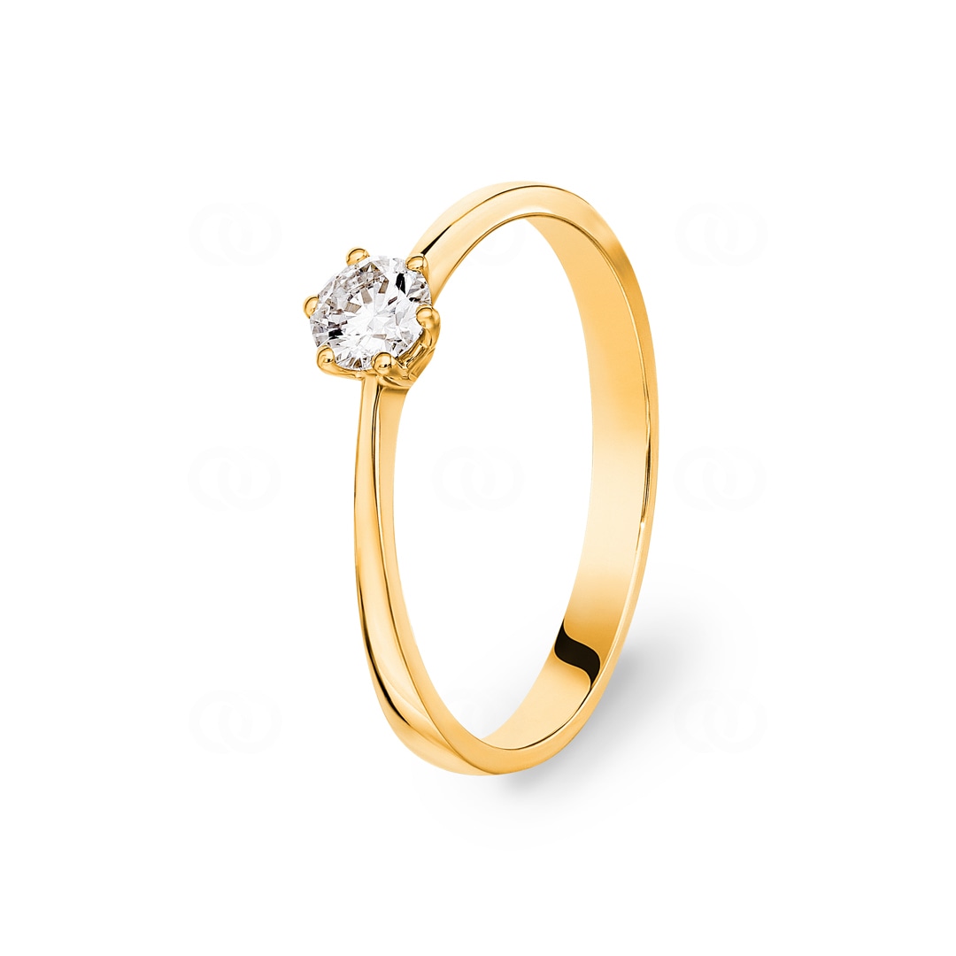 Verlobungsring 750/18 K Gelbgold mit Diamant 0.25 ct H/si