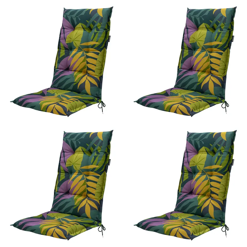 Madison - Tuinstoelkussen Hoge Rug Iven green - Ca. 123x50 cm - Set van 4