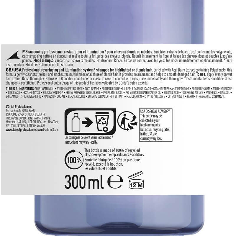 Shampooing Blondifier gloss L'Oréal Professionnel 300ML Rechargeable