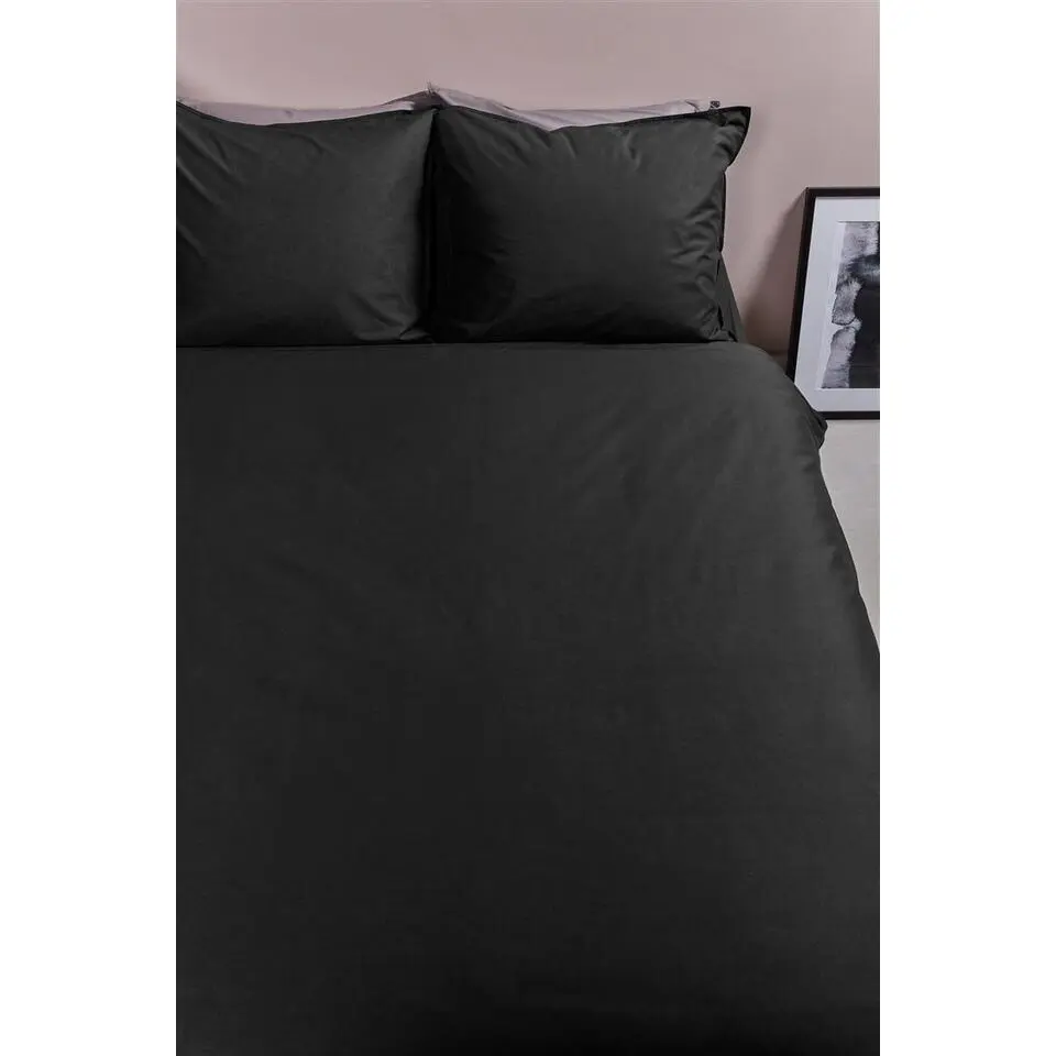 Ambiante Cotton Uni dekbedovertrek - 140x200/220 - Zwart