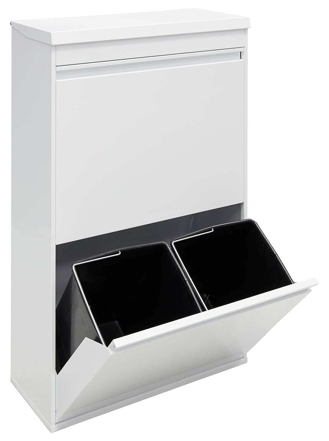 ARREGUI Top CR621-B Mülltrennsystem aus Stahl mit Aufbewahrungsbox mit Deckel | 4 Fächer Mülleimer für die Küche | 4x17 L (68 L) | 4 Fach Abfalleimer | Herausnehmbare Inneneimer mit Griff | weiß