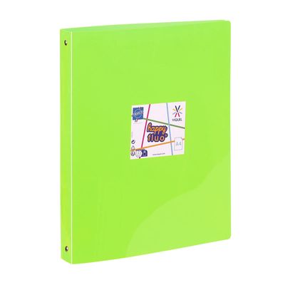 Viquel Happy Fluo - Classeur 4 anneaux - Dos 35 mm - A4 - pour 250 feuilles - disponible dans différentes couleurs