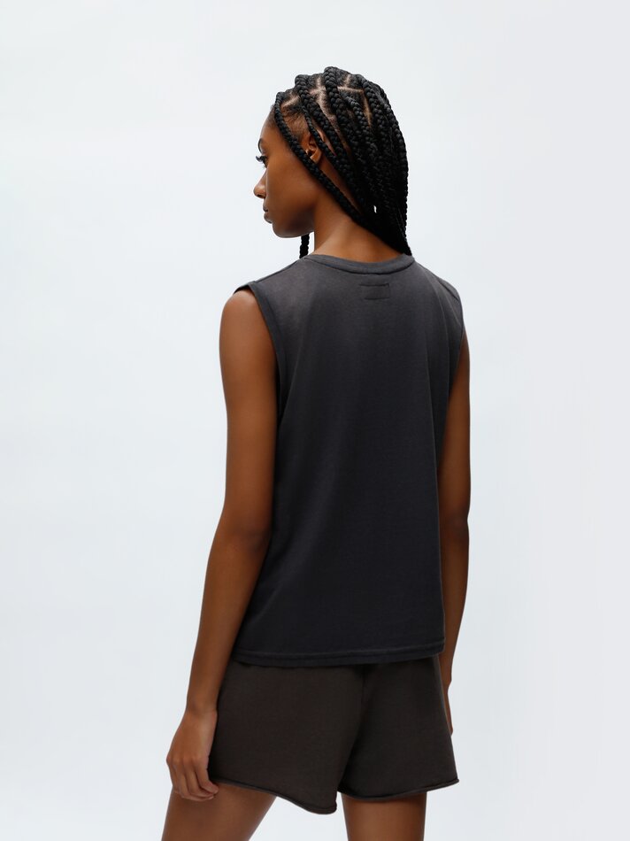 Camiseta regata estampada - Cinza