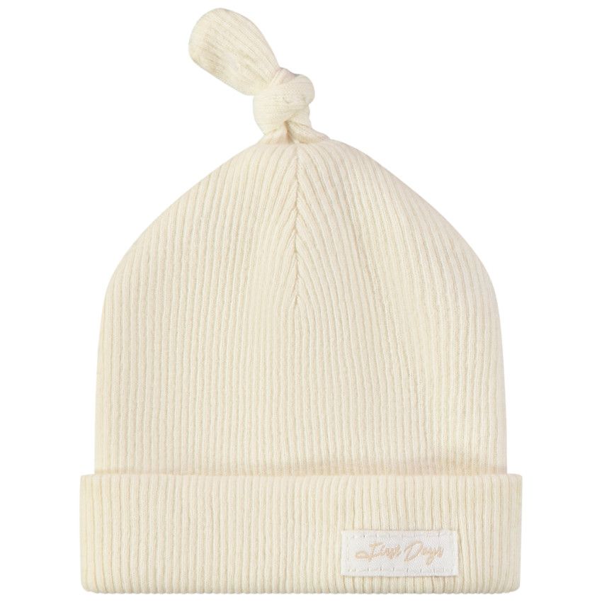 Bonnet côtelé uni pour bébé - Ecru