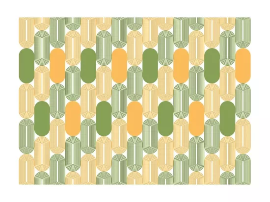 Chariot pliant à roulettes, desserte - Structure métallique blanche, 2 niveaux en stratifié motif Ovales, orange et vert - 72*66*43 cm - BAUHAUS