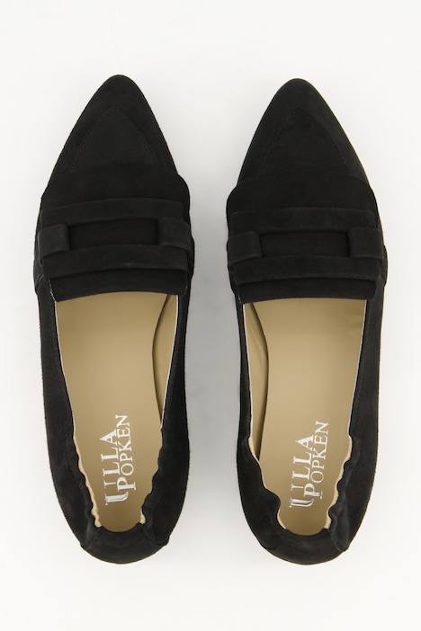 Leder-Ballerinas, Veloursleder, elastische Ferse, Weite H