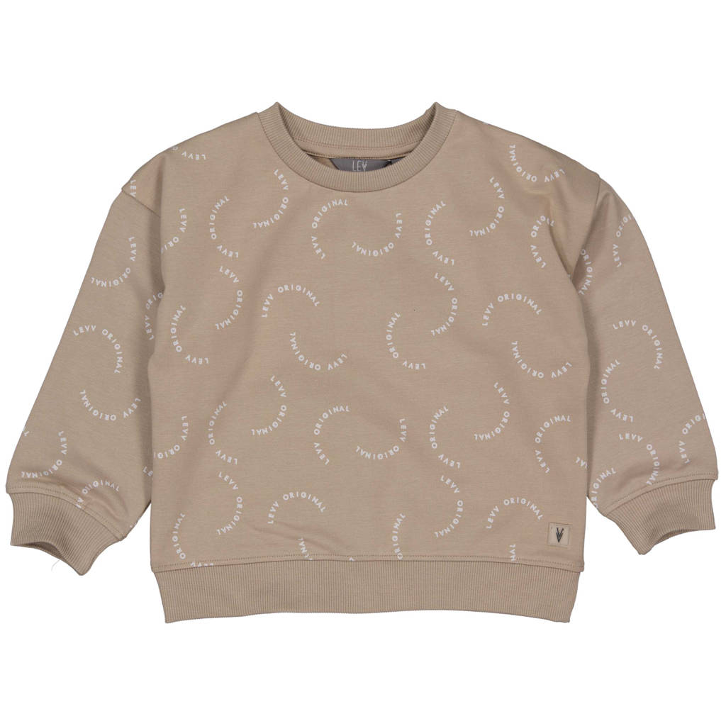 LEVV sweater met all over print zand