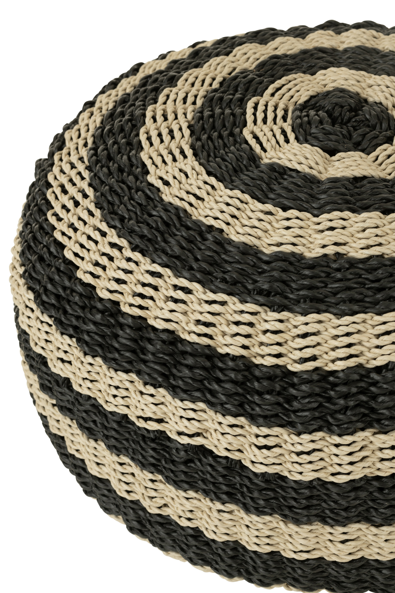 Pouf Roundabout gestreept zwart naturel