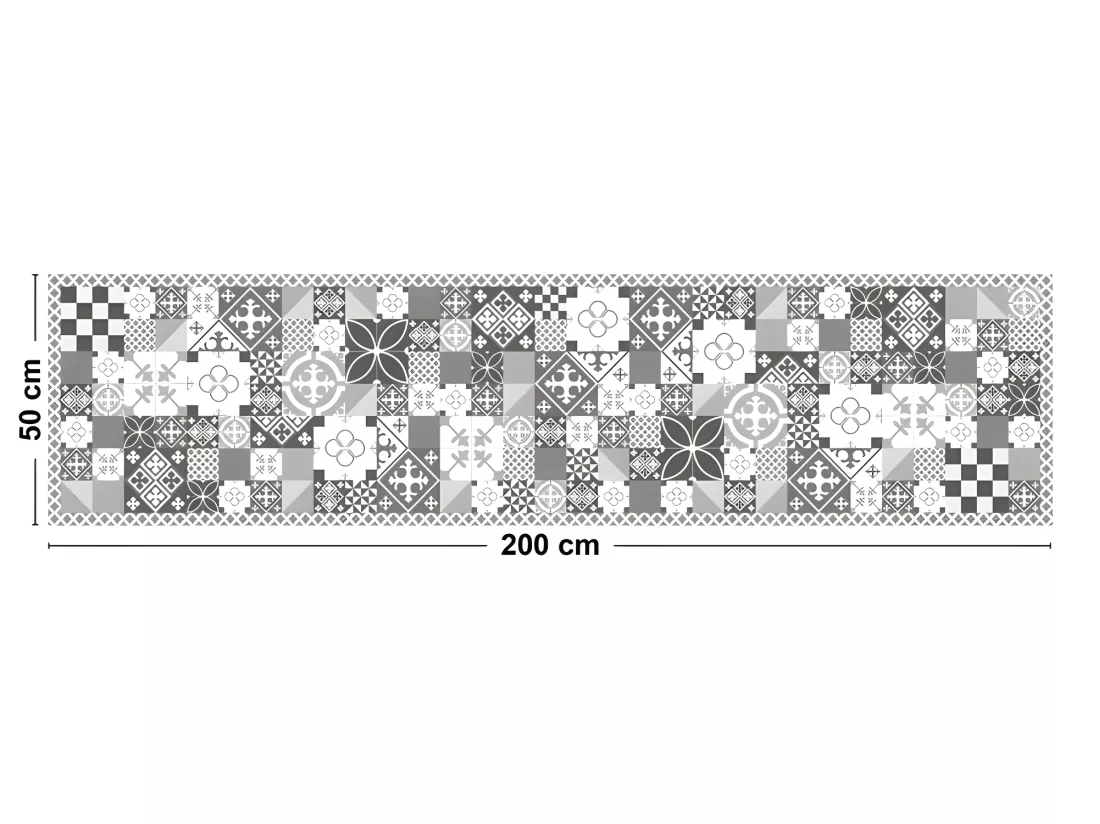 Tapis Vinyle Médium bis l 50xL200cm - Ciment Style Gris - Vinyle