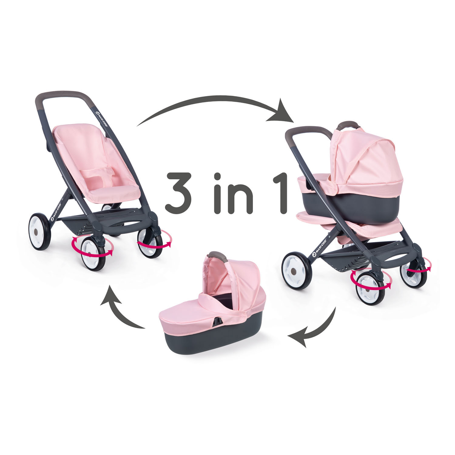 Smoby Maxi-Cosi Poppenwagen, 3in1