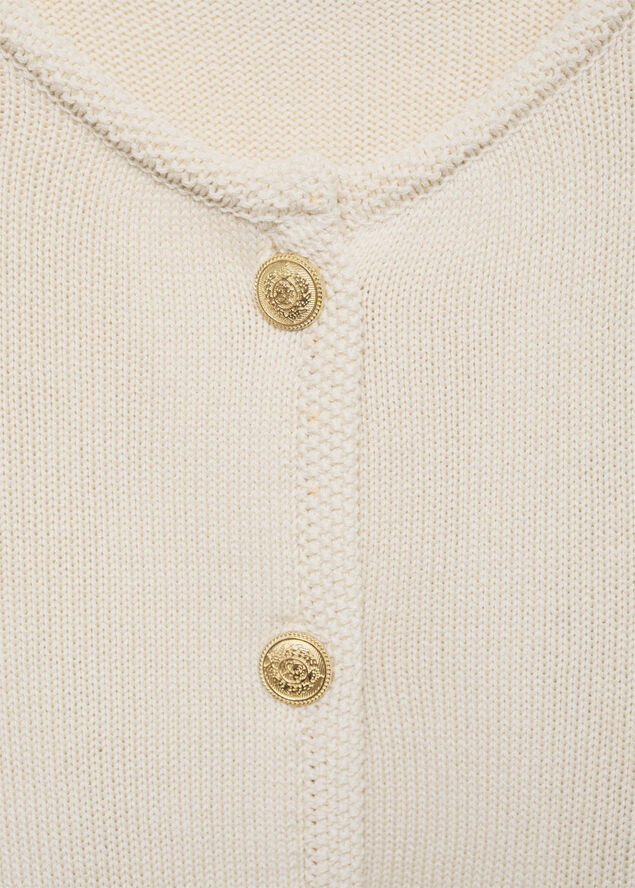 MANGO Knitted cardigan with jewel button Light beige