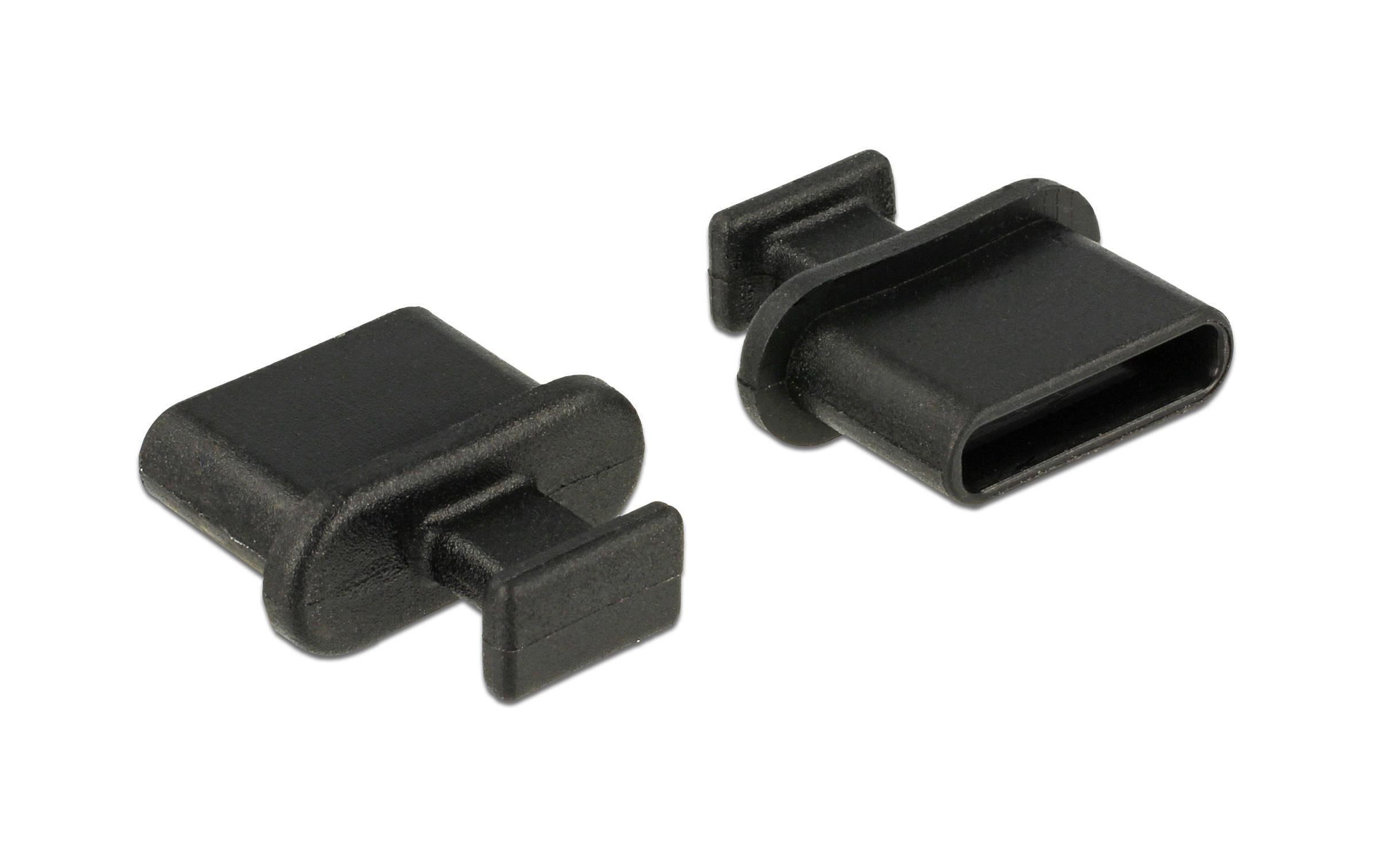 Blindstecker/Staubschutz USB-C 10 Stück Schwarz mit GriffStaubschutz für USB Typ-C-Buchsen