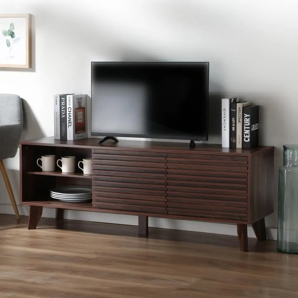 CALICOSY - TV-Meubel FRIBOURG - Donker hout - 51,5x135x39 cm