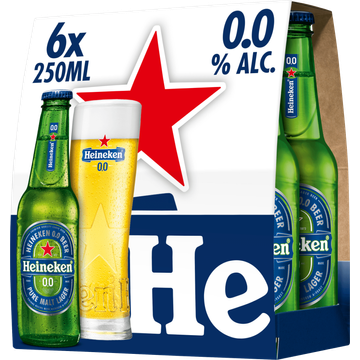 Heineken Premium Pilsener 0.0 Bier Draaidop Fles 6 x 250ml