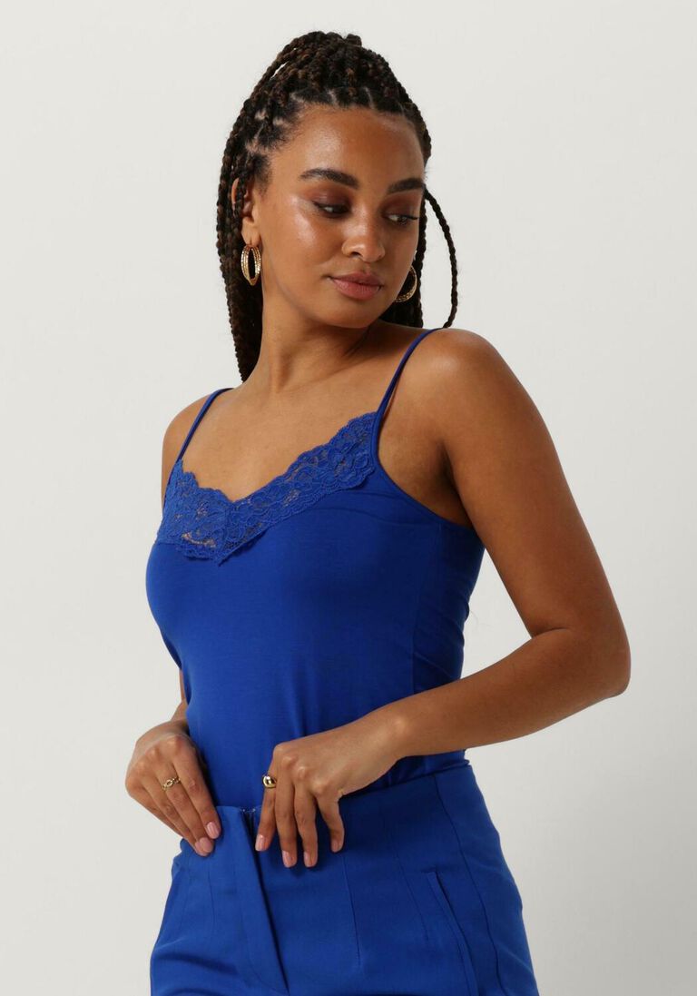 JANSEN AMSTERDAM blauwe jansen amsterdam top tc103 singlet with lace at neckline