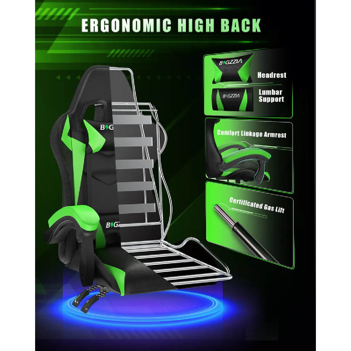 Rattantree Chaise Gaming LED - Noir/Grena