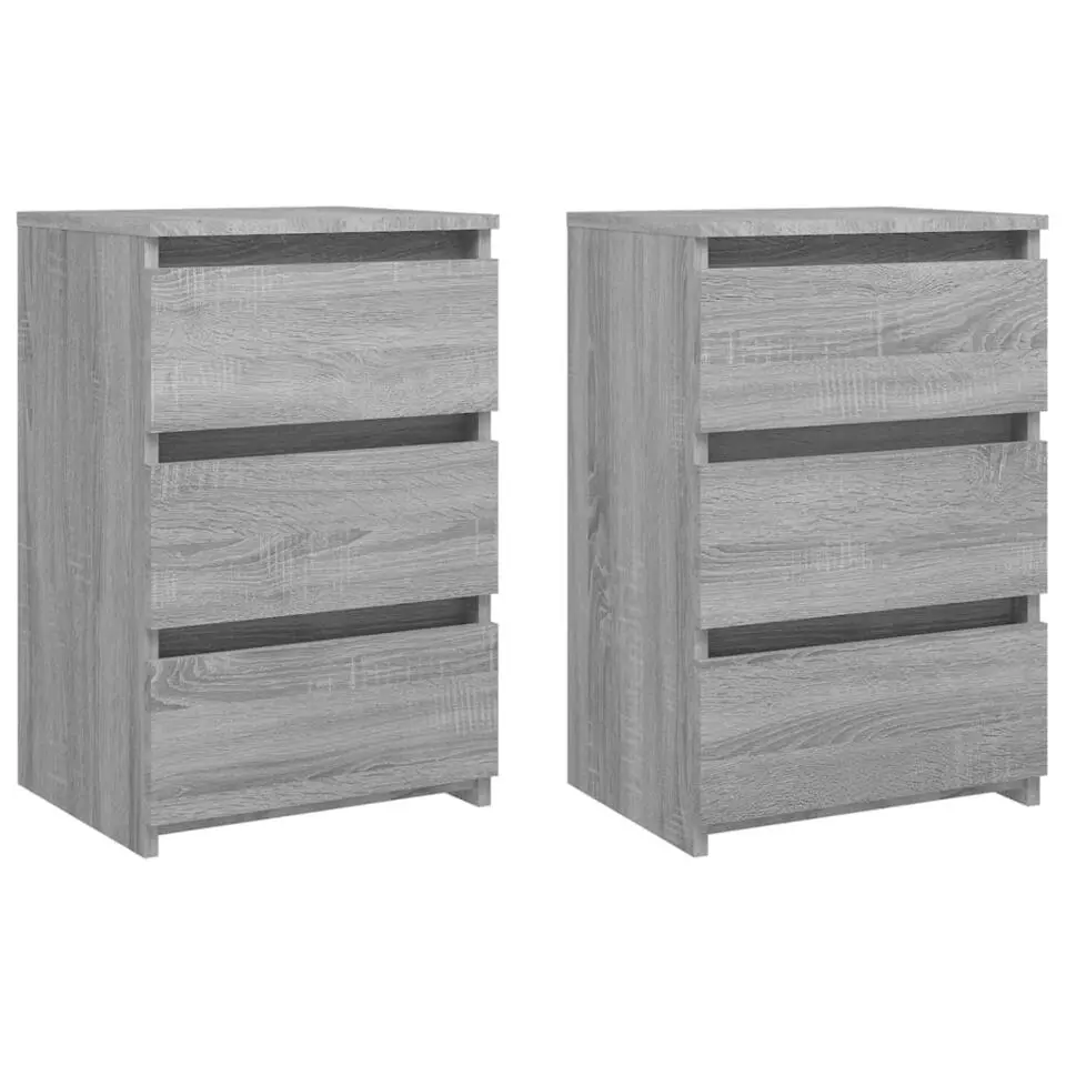 vidaXL - Nachtkastje - Grijs - Bewerkt hout - 2 stuks