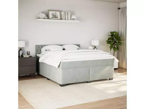 Sommier à lattes de lit et matelas Gris clair 180x200cm Velours