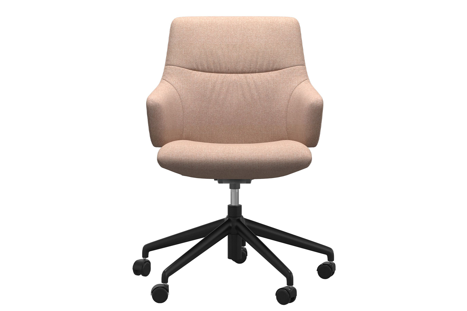 Mint kontorstol Lav stol i tekstil Clover Light Burgundy med arm og matt sort understell\n